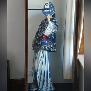 Elegant Blue and White Women's Skirt